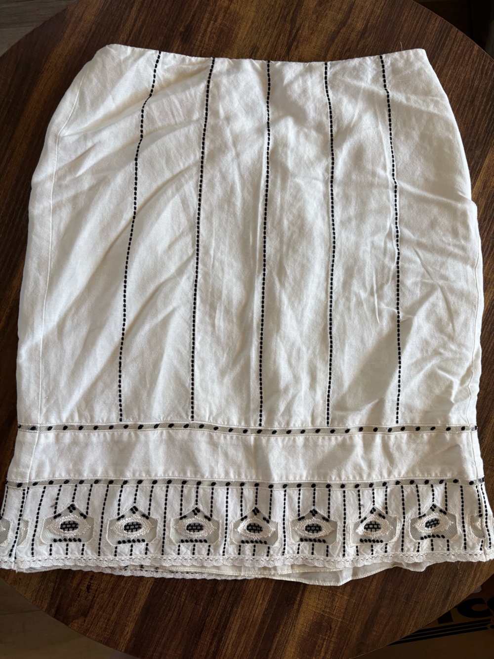 Ann Taylor White Duvet Cover Panel with Black Stitching